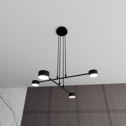 Ljuskrona med textilsladd MODUS 4xGX53/12W/230V svart