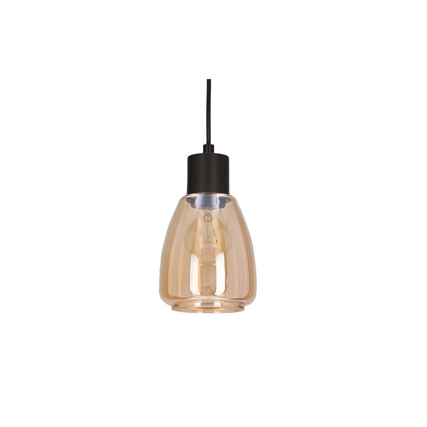 Ljuskrona med textilsladd MOLDO 1xE27/40W/230V svart/rökig beige