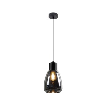 Ljuskrona med textilsladd MOLDO 1xE27/40W/230V svart/rökig svart