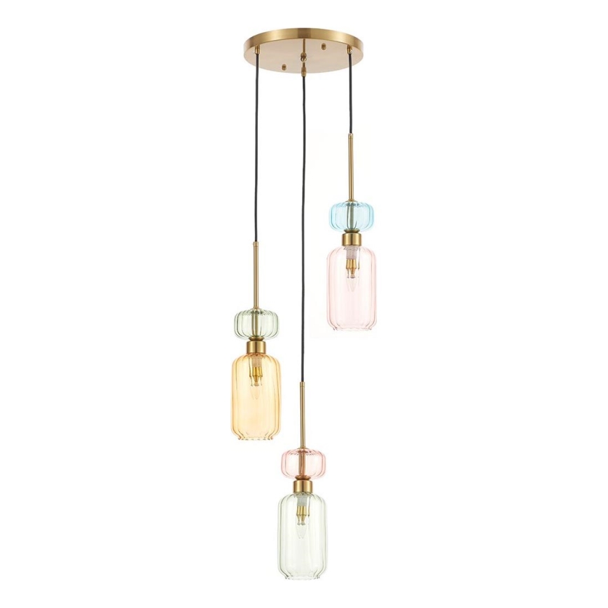 Ljuskrona med textilsladd MOLLY 3xE14/40W/230V diameter 38 cm färgrik