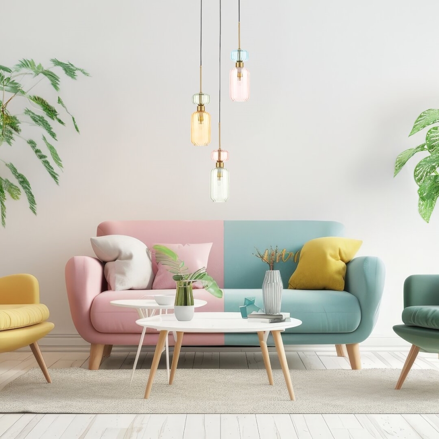 Ljuskrona med textilsladd MOLLY 3xE14/40W/230V diameter 38 cm färgrik