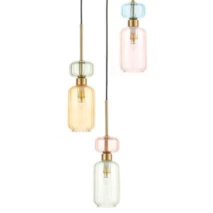 Ljuskrona med textilsladd MOLLY 3xE14/40W/230V diameter 38 cm färgrik