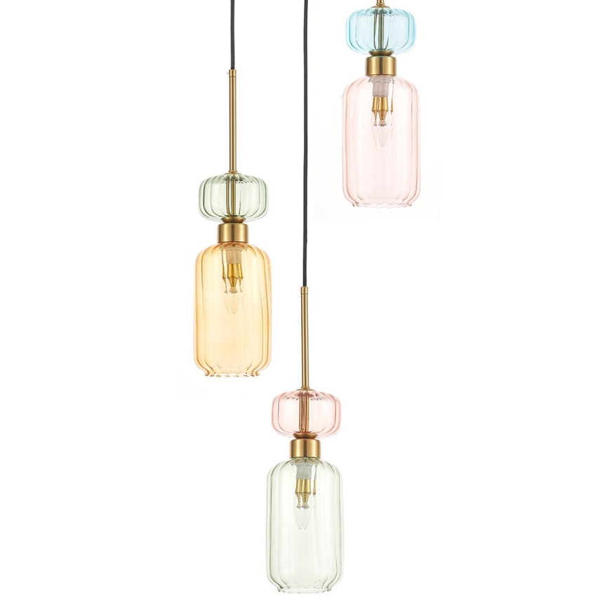 Ljuskrona med textilsladd MOLLY 3xE14/40W/230V diameter 38 cm färgrik