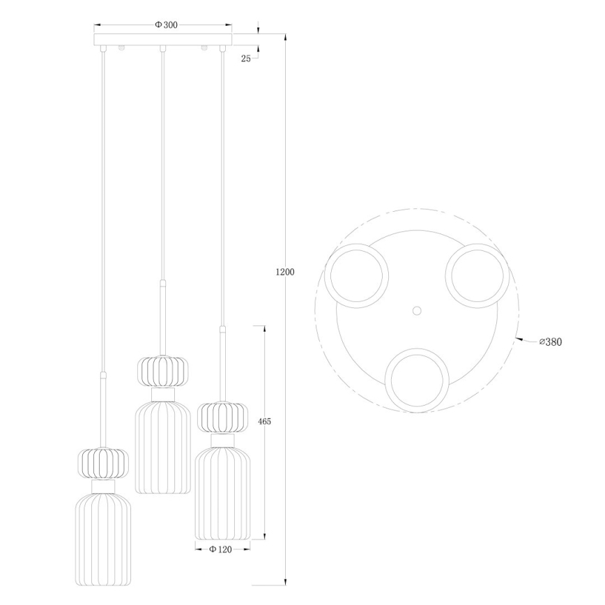 Ljuskrona med textilsladd MOLLY 3xE14/40W/230V diameter 38 cm färgrik
