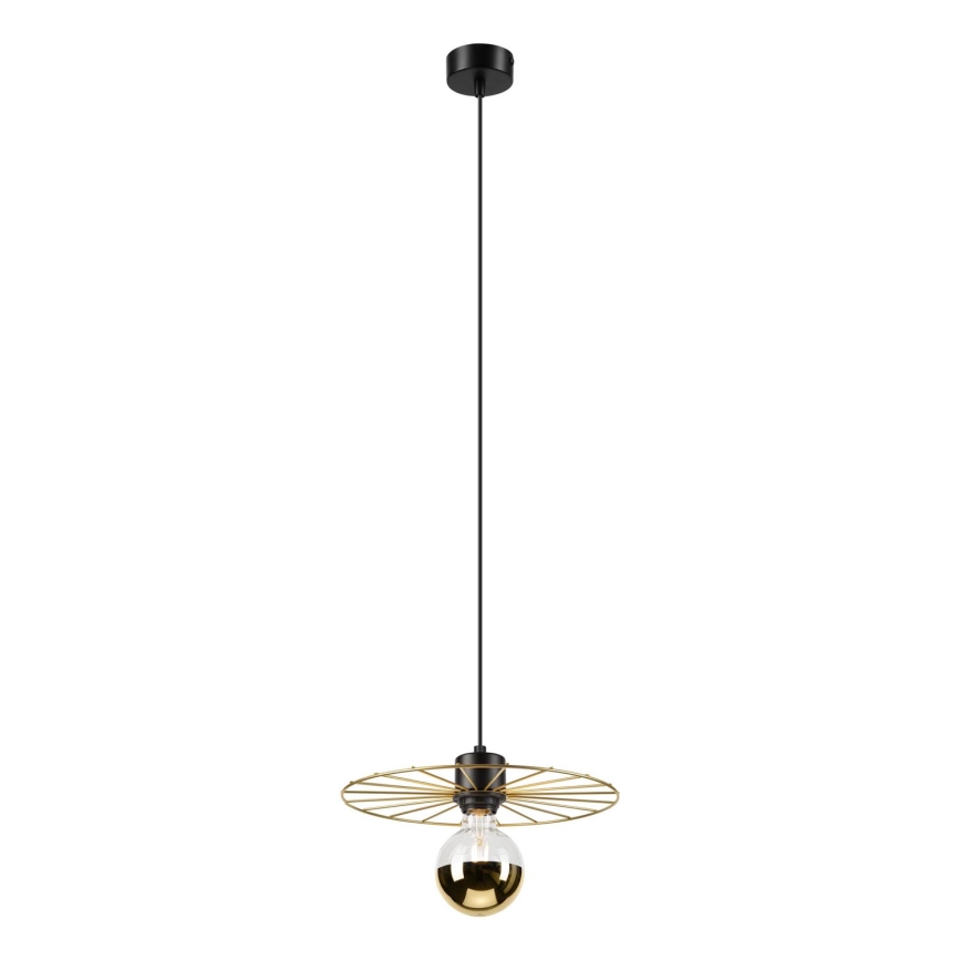 Ljuskrona med textilsladd MONTANA 1xE27/15W/230V diameter 30 cm guld/svart