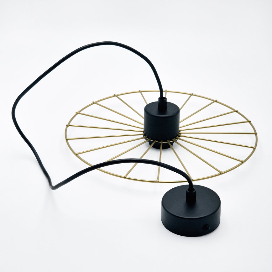 Ljuskrona med textilsladd MONTANA 1xE27/15W/230V diameter 30 cm guld/svart