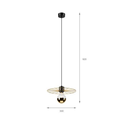 Ljuskrona med textilsladd MONTANA 1xE27/15W/230V diameter 30 cm guld/svart