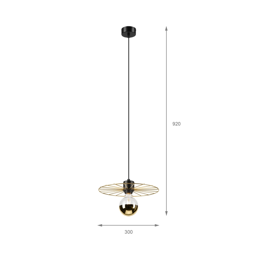 Ljuskrona med textilsladd MONTANA 1xE27/15W/230V diameter 30 cm guld/svart