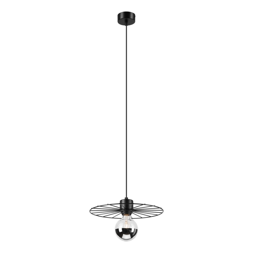 Ljuskrona med textilsladd MONTANA 1xE27/15W/230V diameter 30 cm svart
