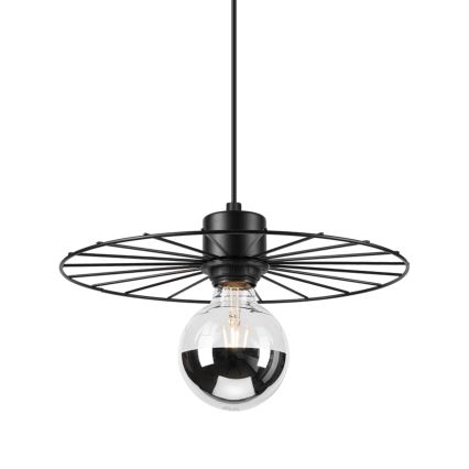 Ljuskrona med textilsladd MONTANA 1xE27/15W/230V diameter 30 cm svart