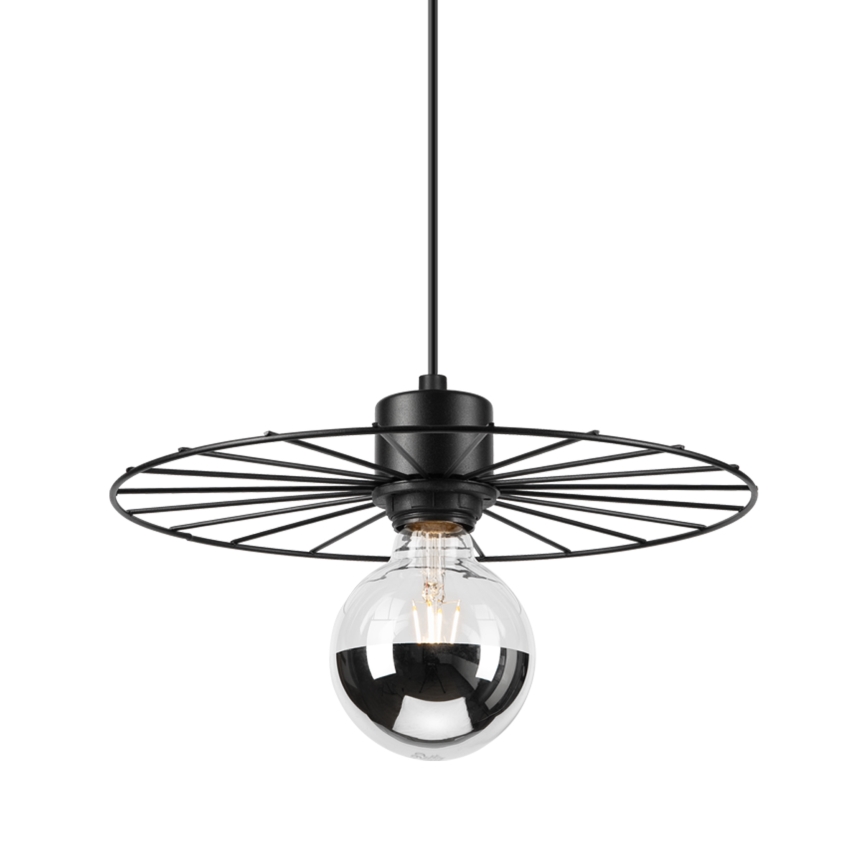 Ljuskrona med textilsladd MONTANA 1xE27/15W/230V diameter 30 cm svart