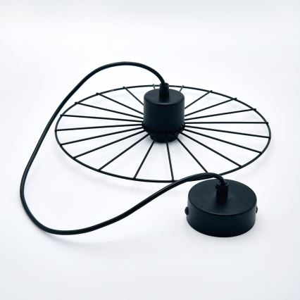 Ljuskrona med textilsladd MONTANA 1xE27/15W/230V diameter 30 cm svart