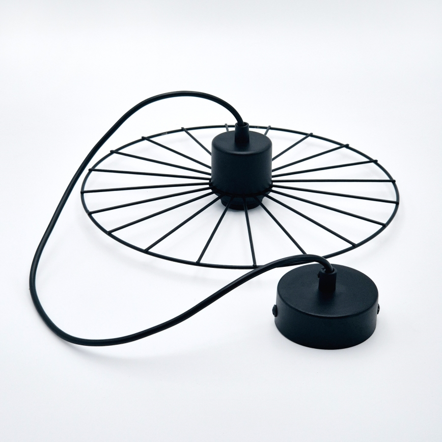 Ljuskrona med textilsladd MONTANA 1xE27/15W/230V diameter 30 cm svart