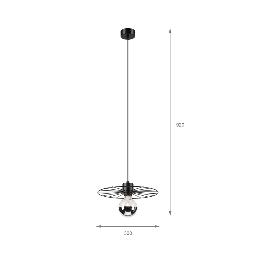 Ljuskrona med textilsladd MONTANA 1xE27/15W/230V diameter 30 cm svart