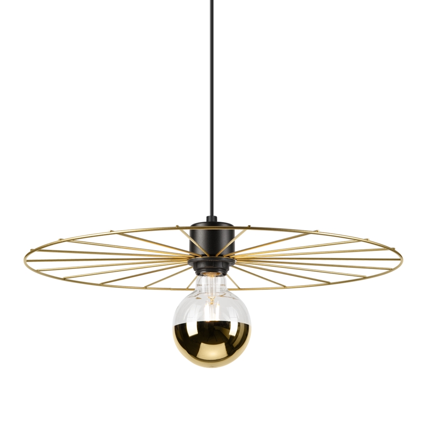 Ljuskrona med textilsladd MONTANA 1xE27/15W/230V diameter 45 cm guld/svart