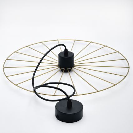 Ljuskrona med textilsladd MONTANA 1xE27/15W/230V diameter 45 cm guld/svart