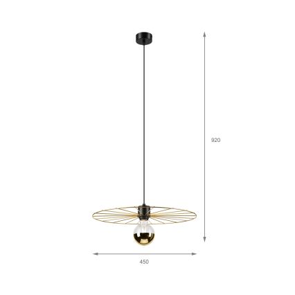 Ljuskrona med textilsladd MONTANA 1xE27/15W/230V diameter 45 cm guld/svart