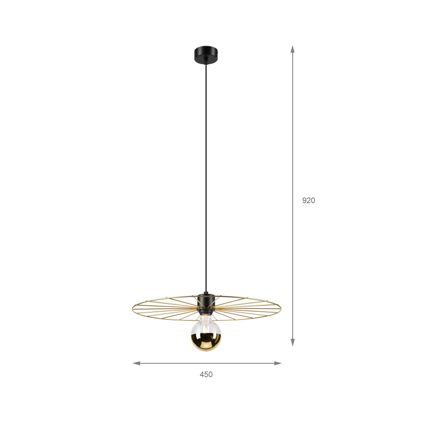 Ljuskrona med textilsladd MONTANA 1xE27/15W/230V diameter 45 cm guld/svart