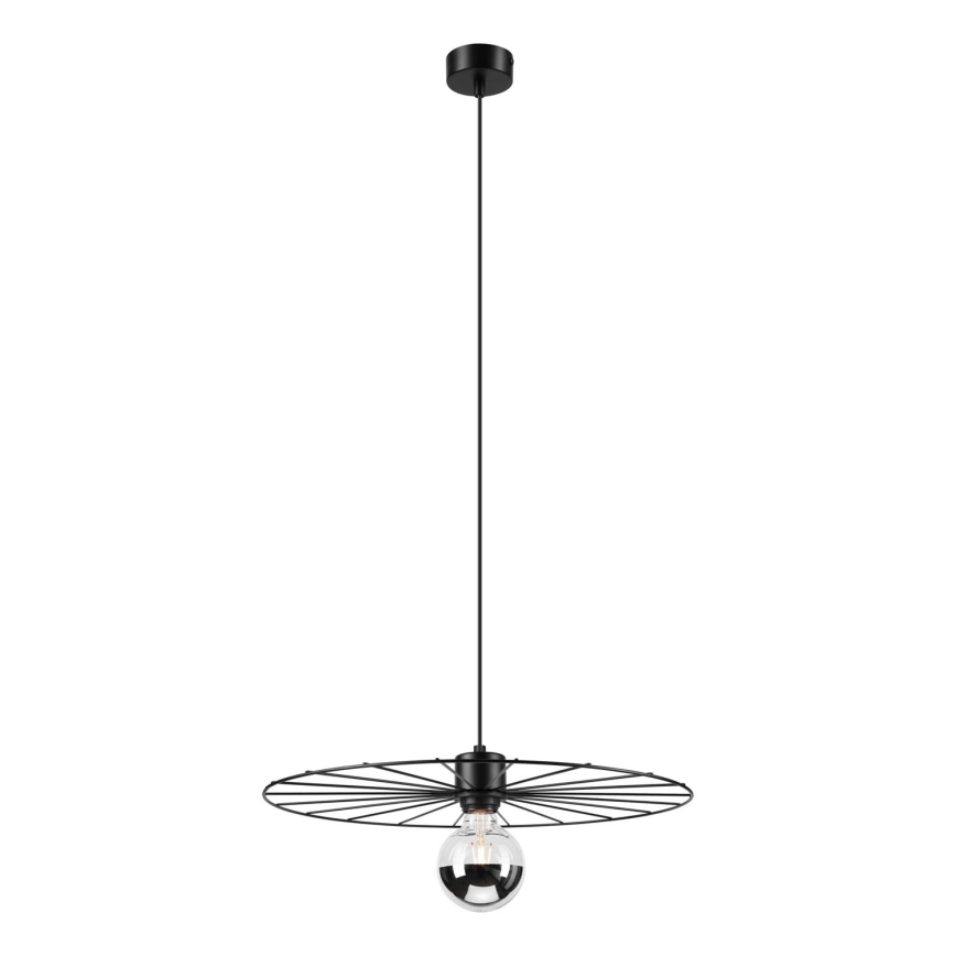 Ljuskrona med textilsladd MONTANA 1xE27/15W/230V diameter 45 cm svart