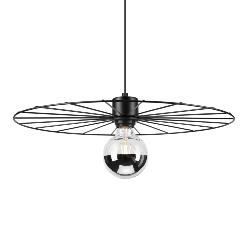 Ljuskrona med textilsladd MONTANA 1xE27/15W/230V diameter 45 cm svart