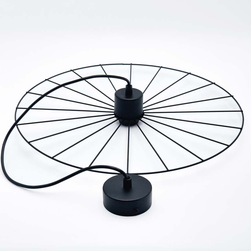 Ljuskrona med textilsladd MONTANA 1xE27/15W/230V diameter 45 cm svart