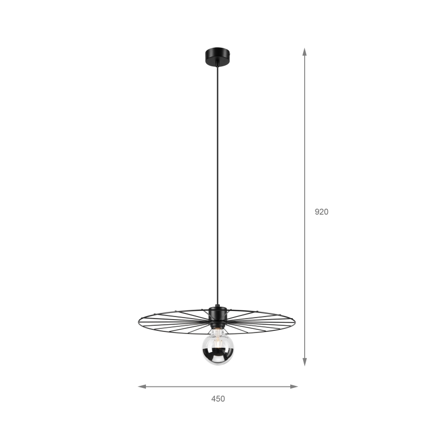 Ljuskrona med textilsladd MONTANA 1xE27/15W/230V diameter 45 cm svart