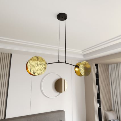 Ljuskrona med textilsladd MOTIF 2xE14/10W/230V guld