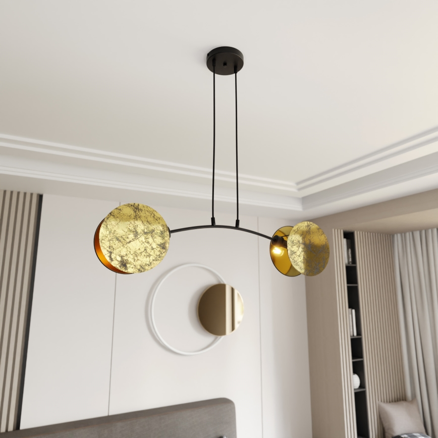 Ljuskrona med textilsladd MOTIF 2xE14/10W/230V guld