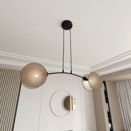 Ljuskrona med textilsladd MOTIF 2xE27/15W/230V beige