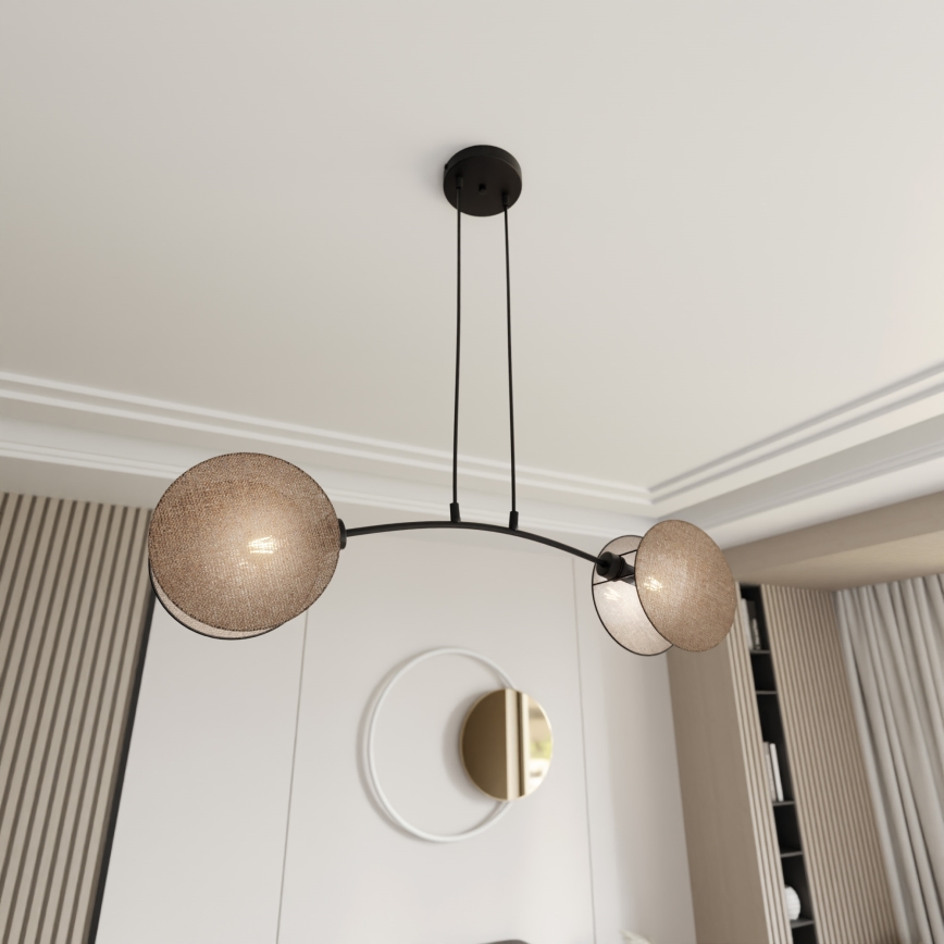 Ljuskrona med textilsladd MOTIF 2xE27/15W/230V beige
