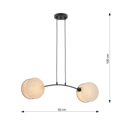 Ljuskrona med textilsladd MOTIF 2xE27/15W/230V beige