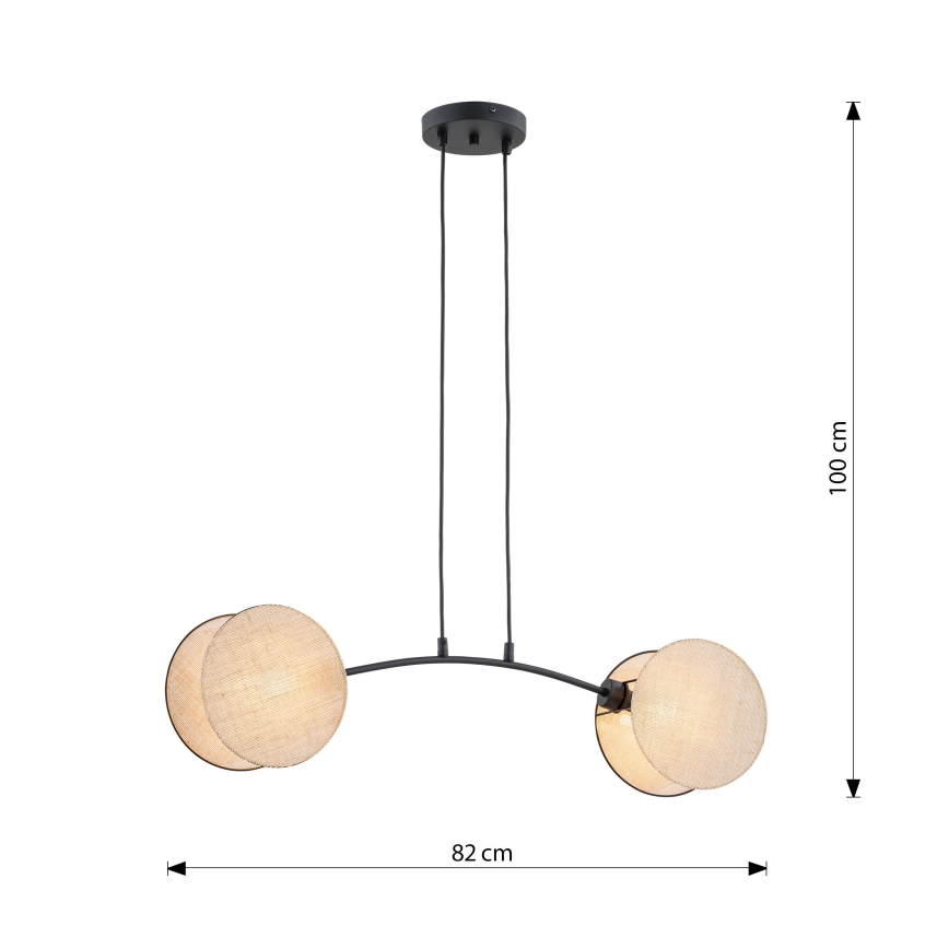 Ljuskrona med textilsladd MOTIF 2xE27/15W/230V beige