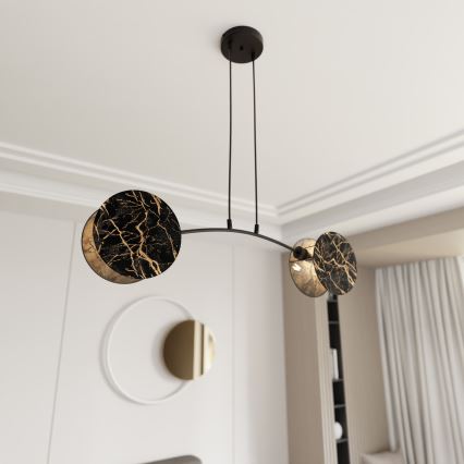Ljuskrona med textilsladd MOTIF 2xE27/15W/230V svart/guld