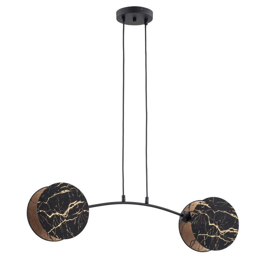 Ljuskrona med textilsladd MOTIF 2xE27/15W/230V svart/guld