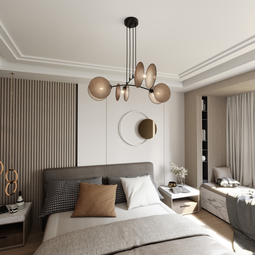 Ljuskrona med textilsladd MOTIF 4xE14/10W/230V beige