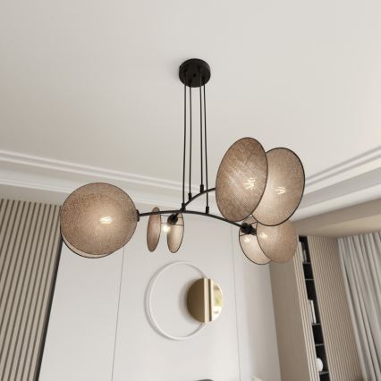 Ljuskrona med textilsladd MOTIF 4xE14/10W/230V beige