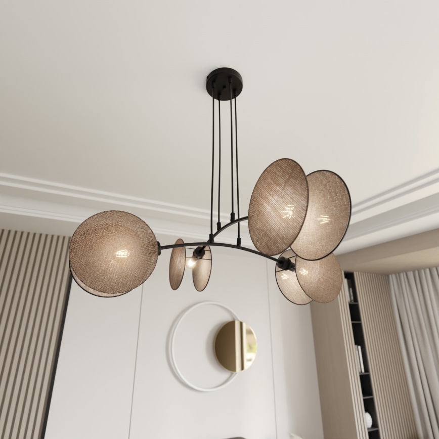 Ljuskrona med textilsladd MOTIF 4xE14/10W/230V beige
