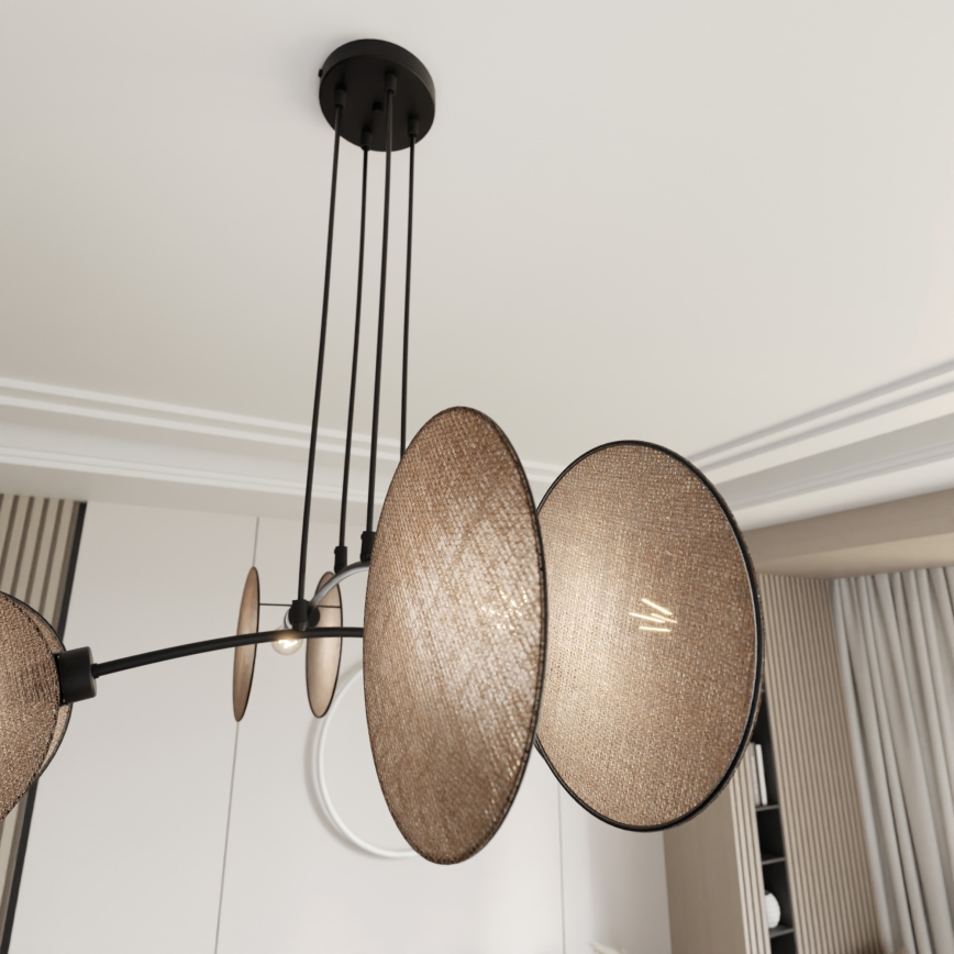 Ljuskrona med textilsladd MOTIF 4xE14/10W/230V beige