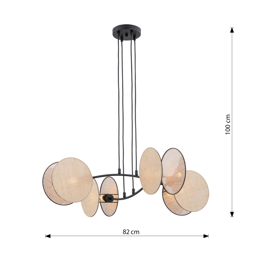 Ljuskrona med textilsladd MOTIF 4xE14/10W/230V beige
