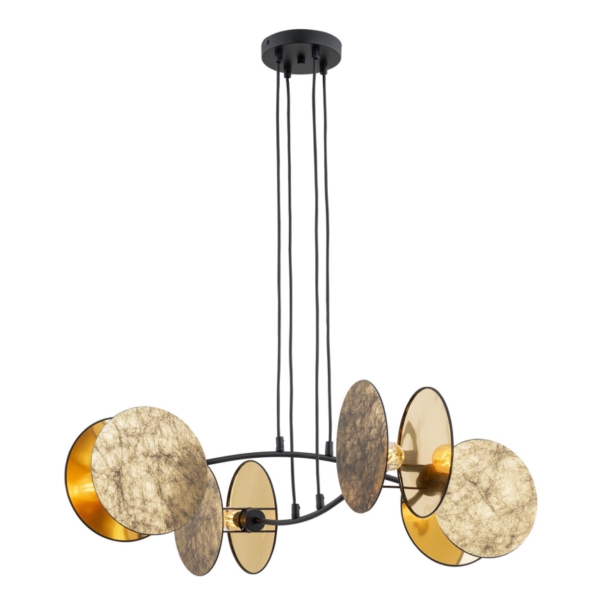 Ljuskrona med textilsladd MOTIF 4xE27/15W/230V guld