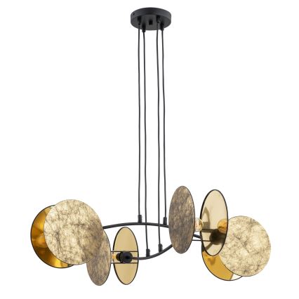 Ljuskrona med textilsladd MOTIF 4xE27/15W/230V guld