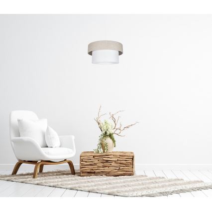 Ljuskrona med textilsladd NATA 1xE27/60W/230V beige