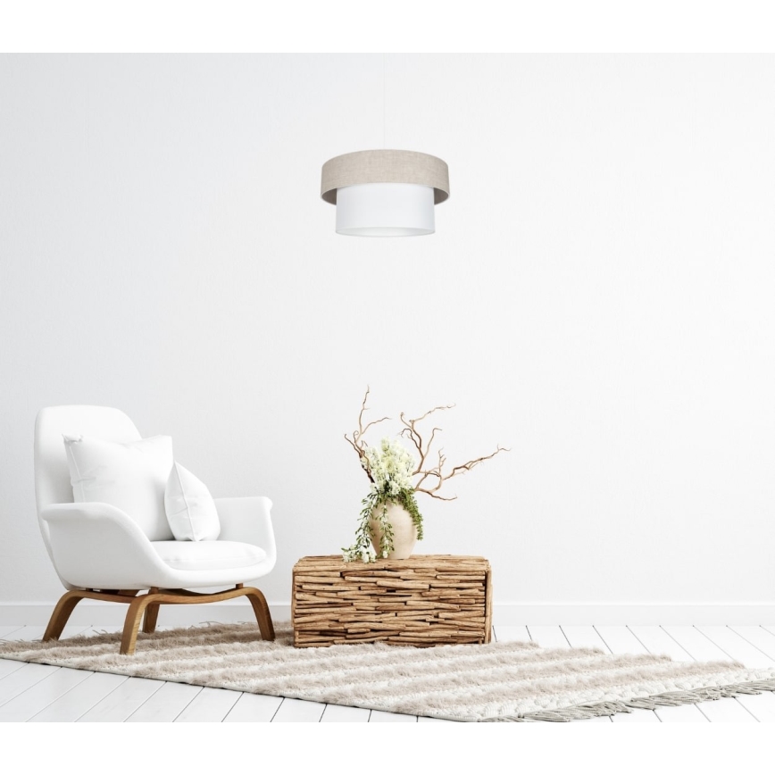 Ljuskrona med textilsladd NATA 1xE27/60W/230V beige