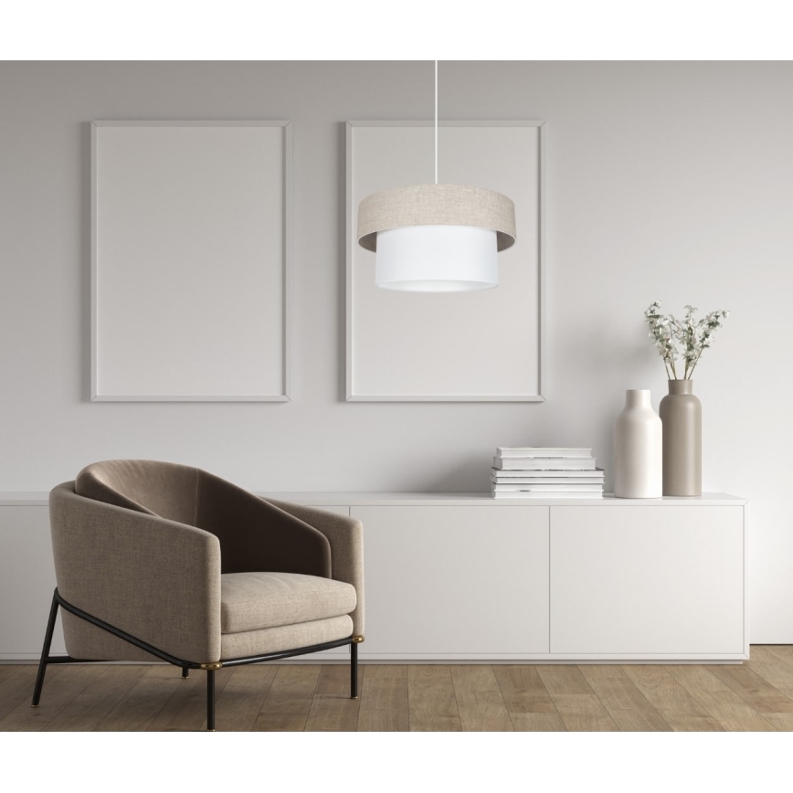 Ljuskrona med textilsladd NATA 1xE27/60W/230V beige