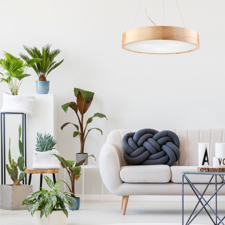 Ljuskrona med textilsladd NATURAL 3xE27/60W/230V ø 47 cm tall - FSC certifierade