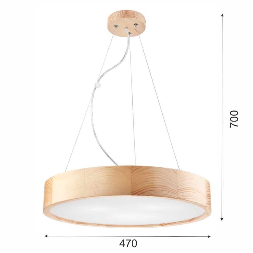 Ljuskrona med textilsladd NATURAL 3xE27/60W/230V ø 47 cm tall - FSC certifierade