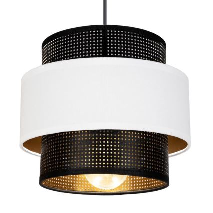 Ljuskrona med textilsladd NESS 2xE27/60W/230V spindel svart/vit