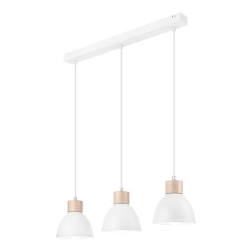 Ljuskrona med textilsladd NICO 3xE27/60W/230V vit/bok