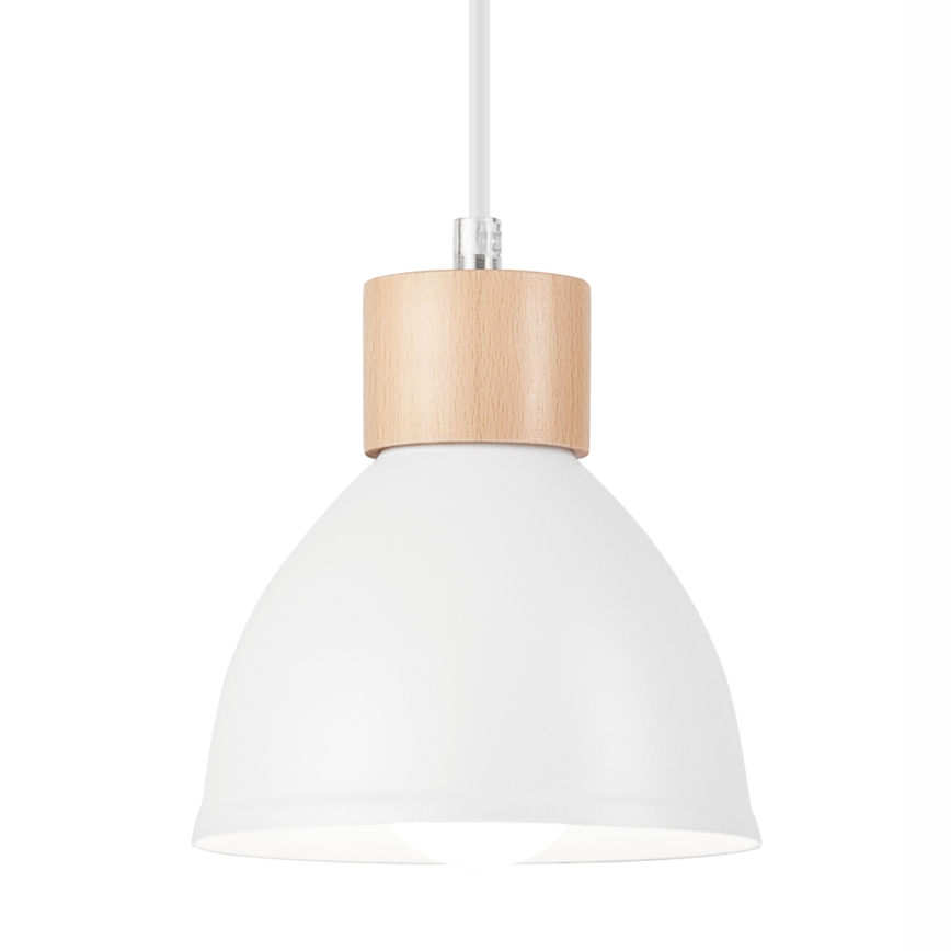 Ljuskrona med textilsladd NICO 3xE27/60W/230V vit/bok