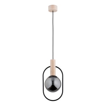 Ljuskrona med textilsladd NIKI 1xE14/10W/230V svart/beige